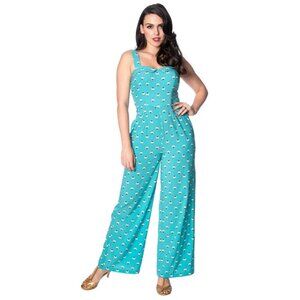 BNWT Banned Apparel UK Retro Jumpsuit - Geo Aqua - Size Medium